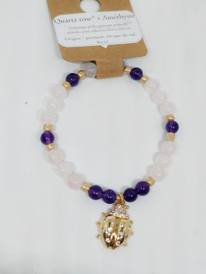 Bracelet en Pierres Naturelles & Breloque au choix — Fait main