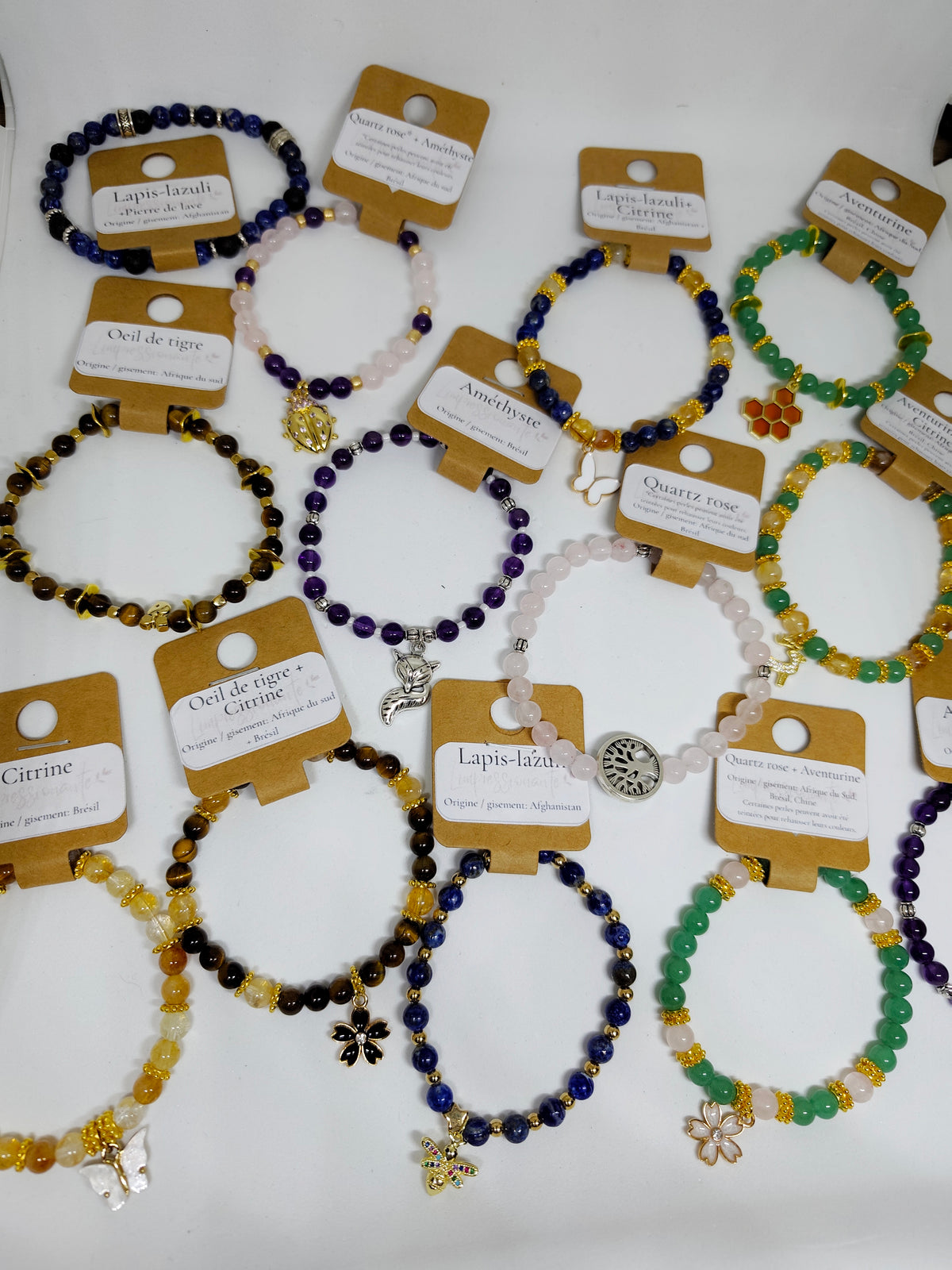 Bracelet en Pierres Naturelles & Breloque au choix — Fait main
